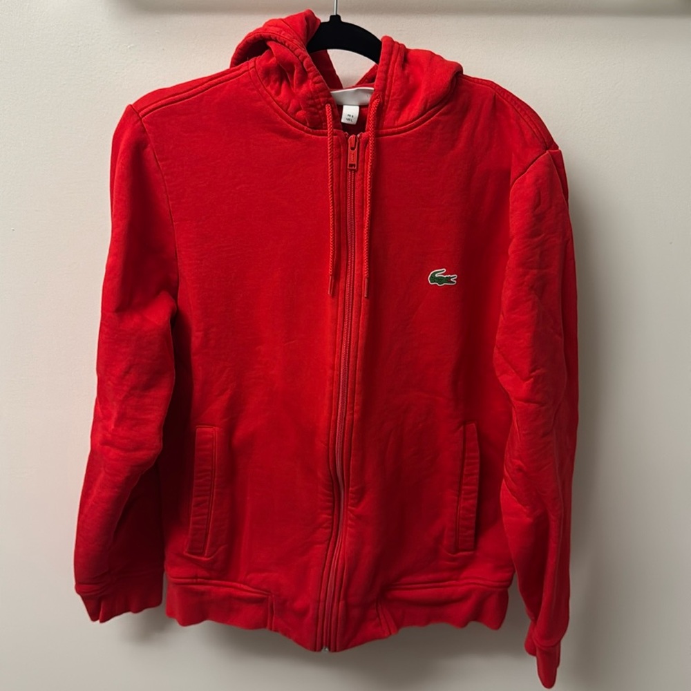 Lacoste Hoodie Size L Color Red White Green